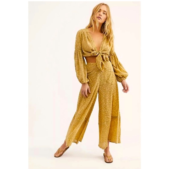 Spell Pants - Spell Mustard Wide Leg Pants & Jumpsuit